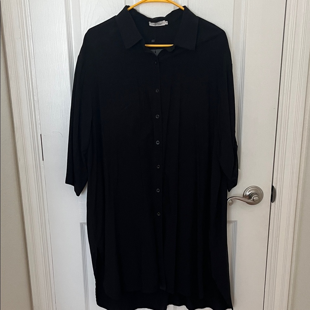 Black Oversized Button-Down Shirt